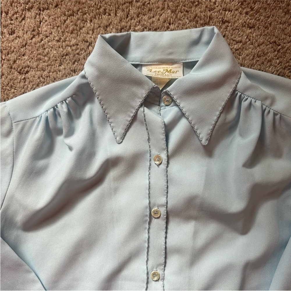 Vintage Lee Mar Pageant Secretary Blouse – Powder Blue Scallop Trim – Size 12 - Picture 3 of 7